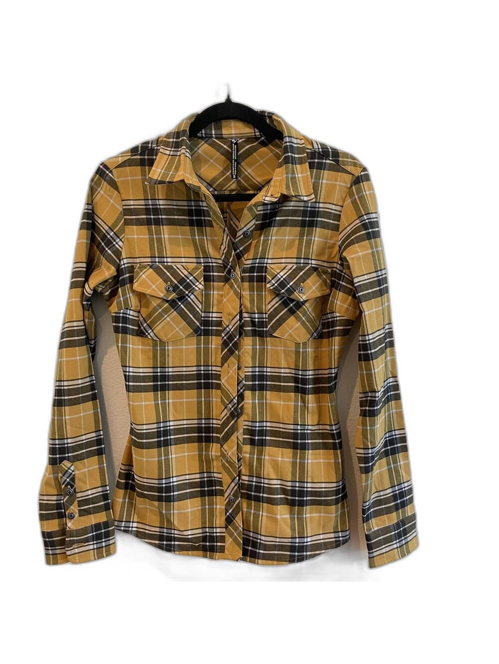 keen Stylish Plaid Long Sleeve Shirt - Yellow and Black